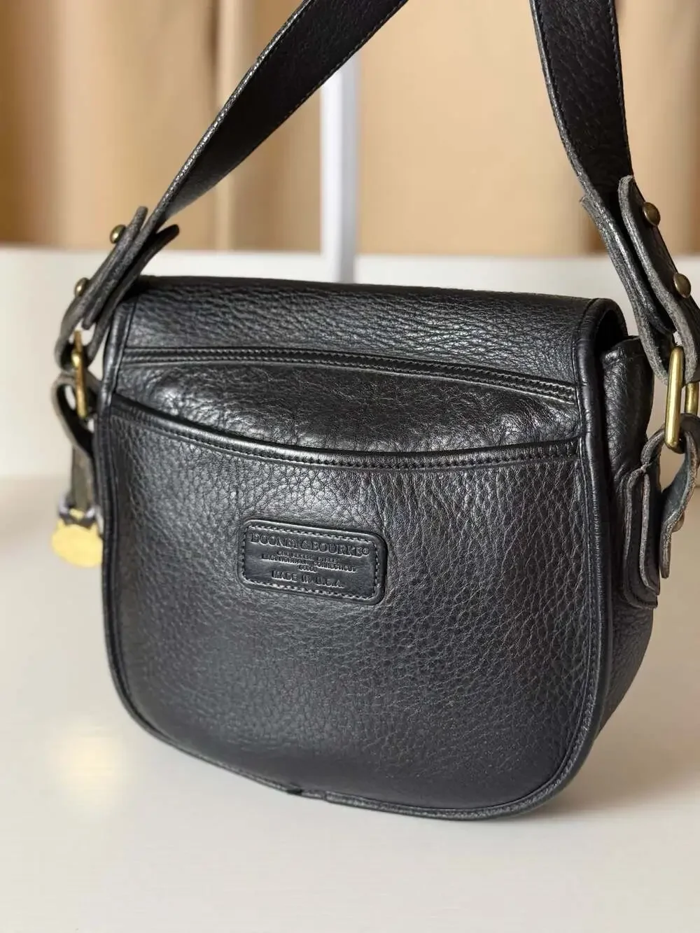 Vintage Dooney & Bourke All-Weather Leather Black Saddle Made in USA